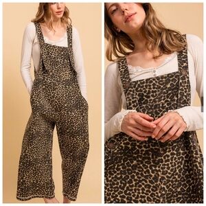 Blue Velvet Leopard Print Overalls